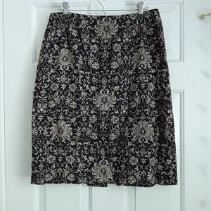 Talbots Black/Tan Floral Print Skirt Woman's Size 12